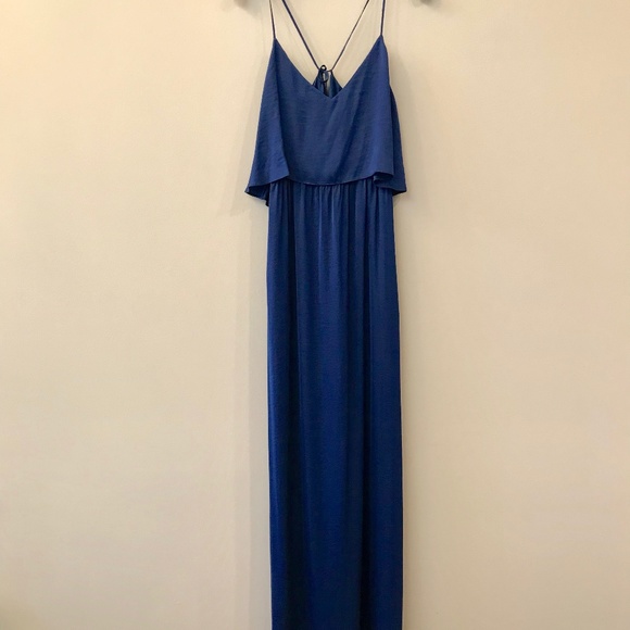 BCBGMaxAzria Dresses & Skirts - BCBGMaxazria Navy Haely Maxi Dress with Ruffle